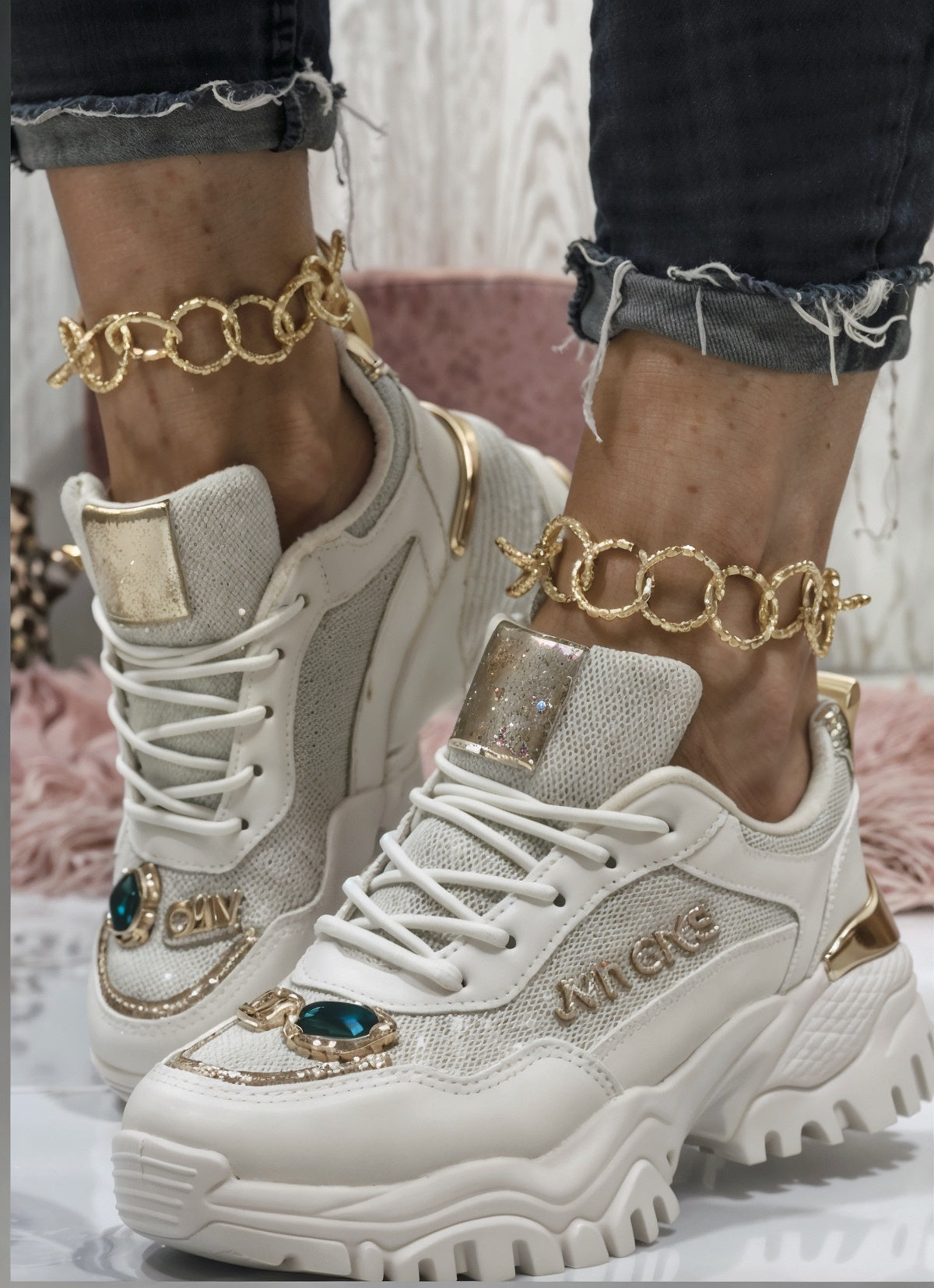 Eve – Ortopedyczne Błyszczące Sneakersy z Maksymalnym Komfortem i Stylowym Wykończeniem